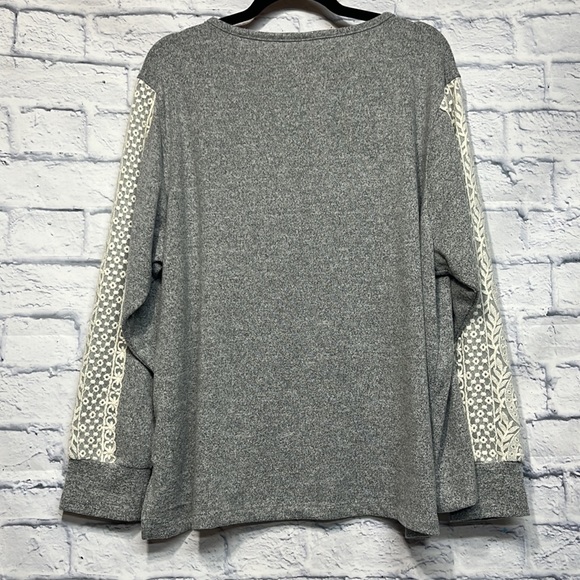 NWOT-Flora Nikrooz Women's Lace Trim Harbor Cozy Pajama Set  Charcoal Gray - Picture 11 of 11